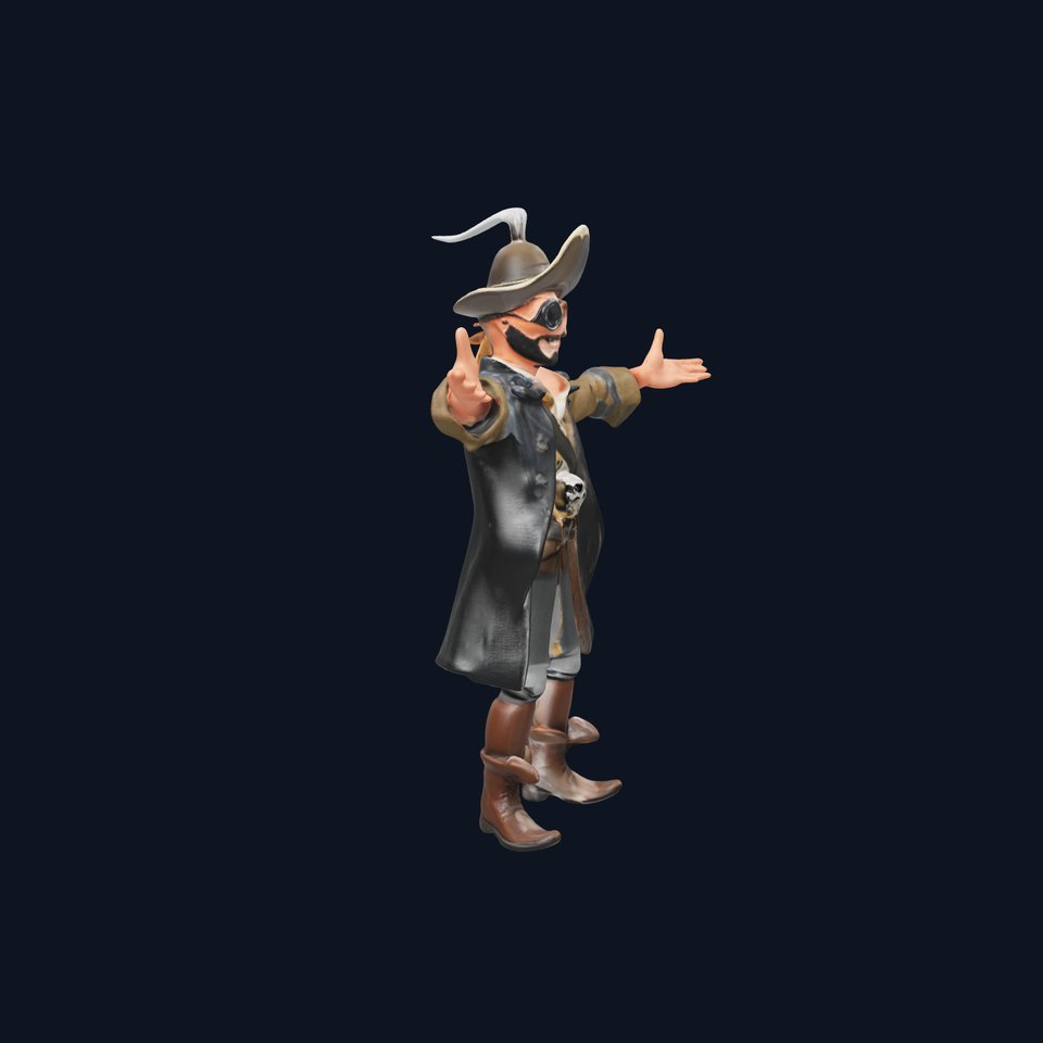 Pirate Captain Rigged and Animated D Character Model